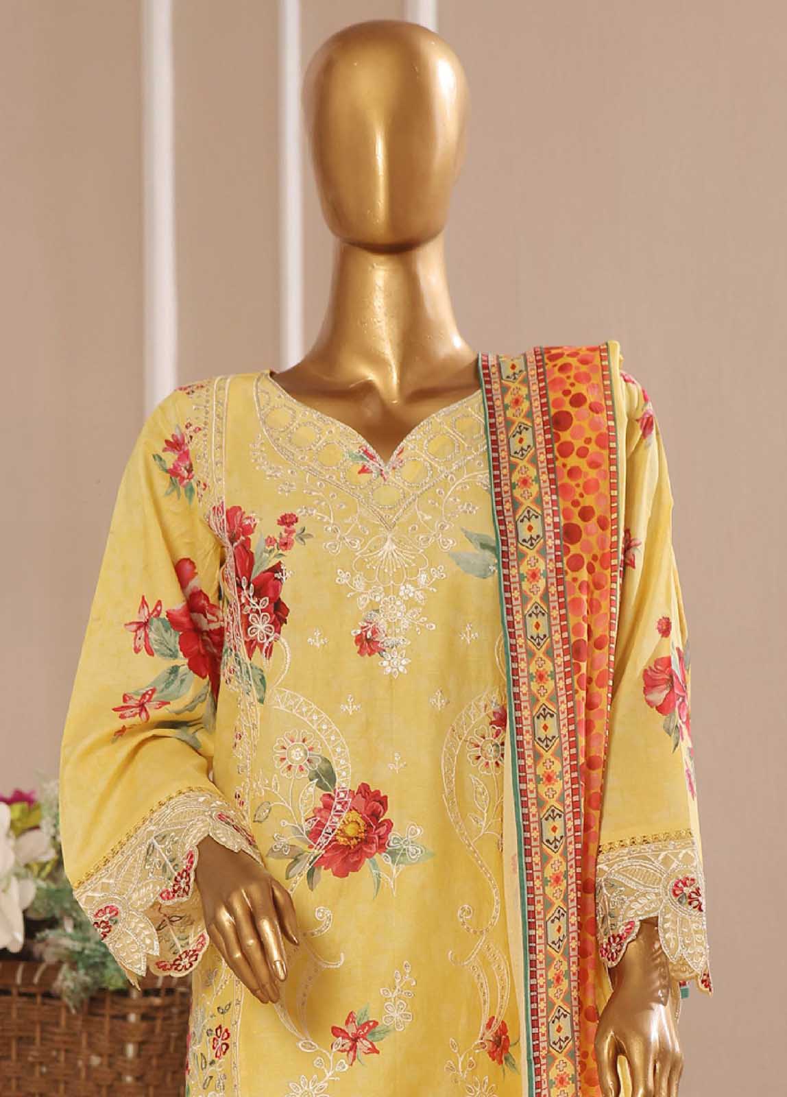 Bin Saeed Fabric - SME-741 -3 Piece Embroidered Stitched Suit