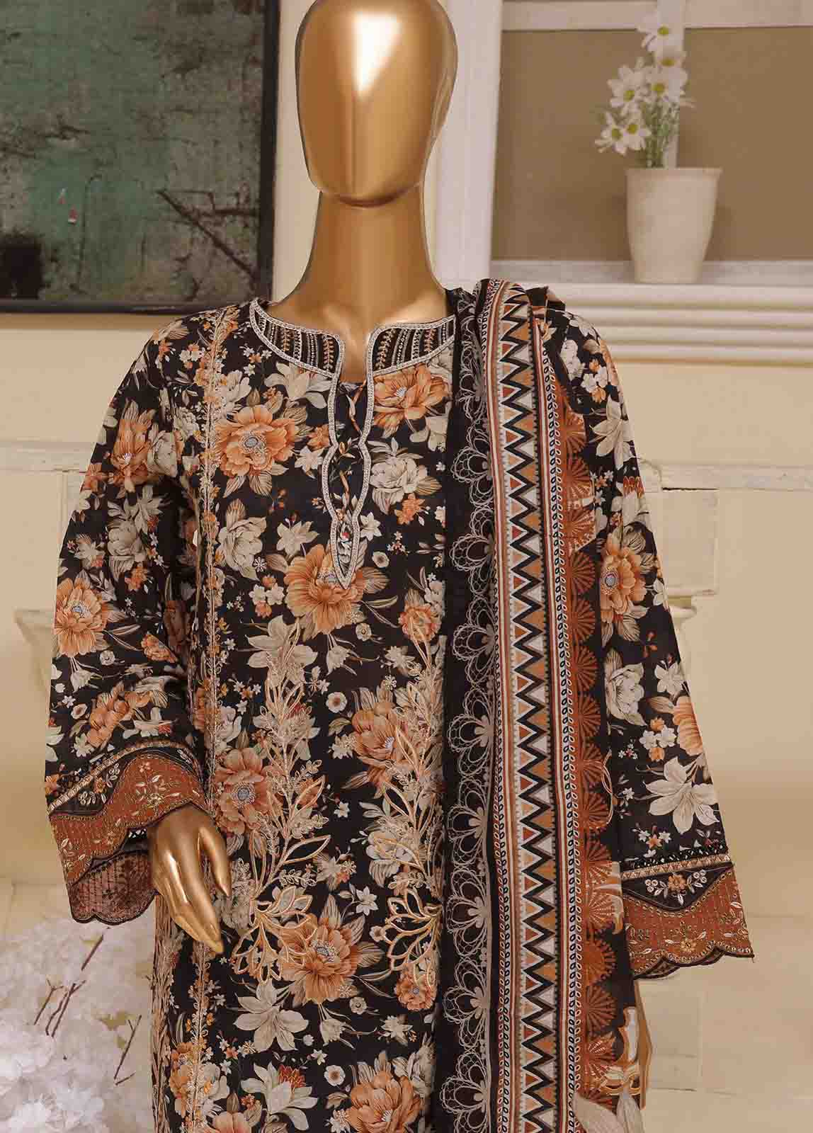 Bin Saeed Fabric - SME-743 -3 Piece Embroidered Stitched Suit