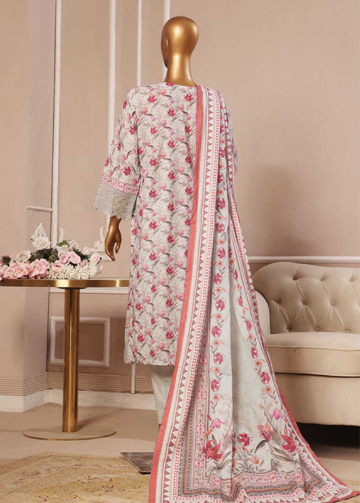 Bin Saeed Fabric - SME-745 -3 Piece Embroidered Stitched Suit