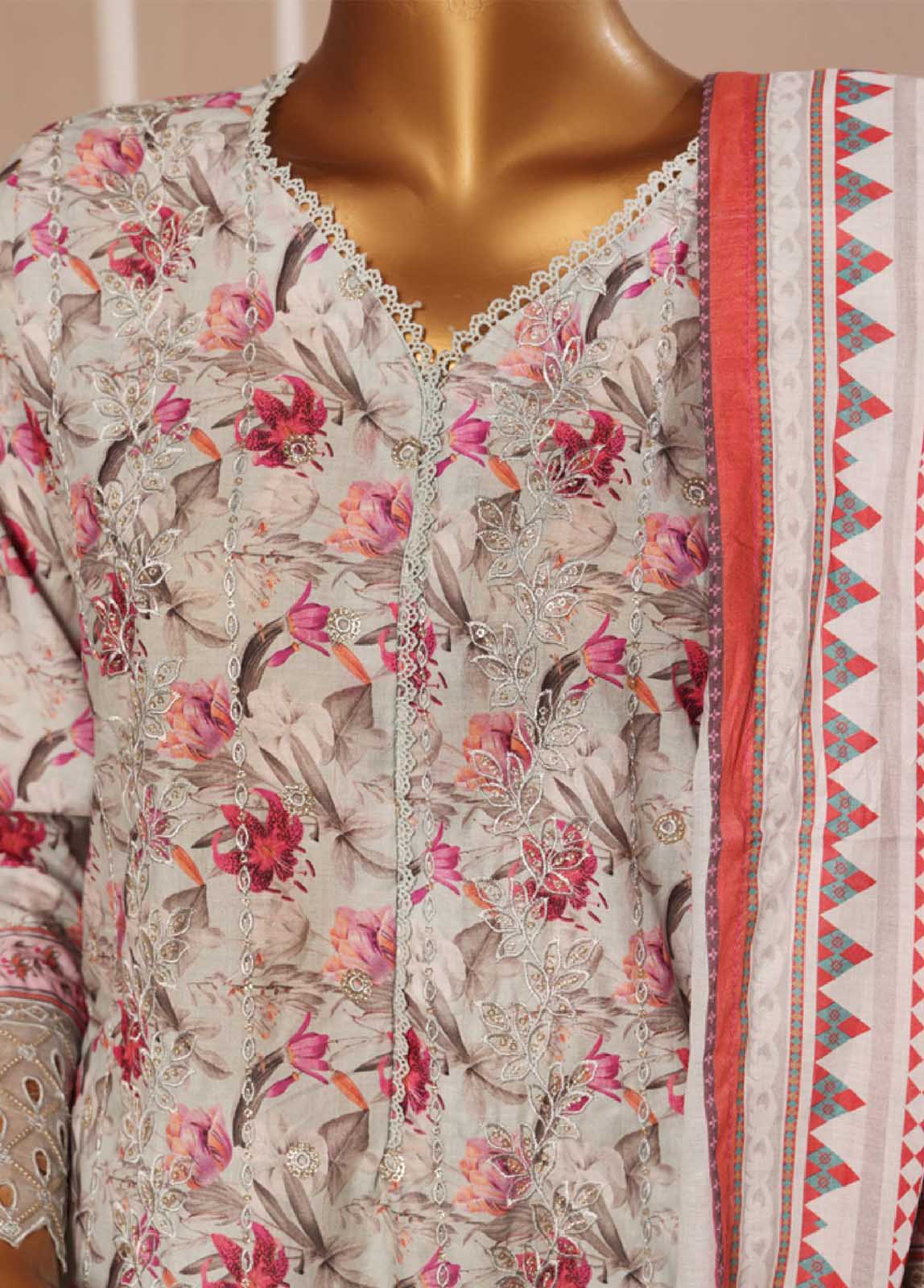 Bin Saeed Fabric - SME-745 -3 Piece Embroidered Stitched Suit