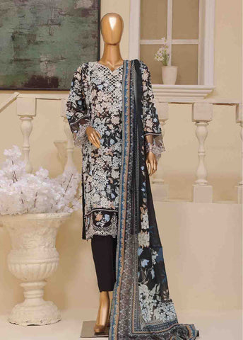 SME-746 -3 Piece Embroidered Stitched Suit
