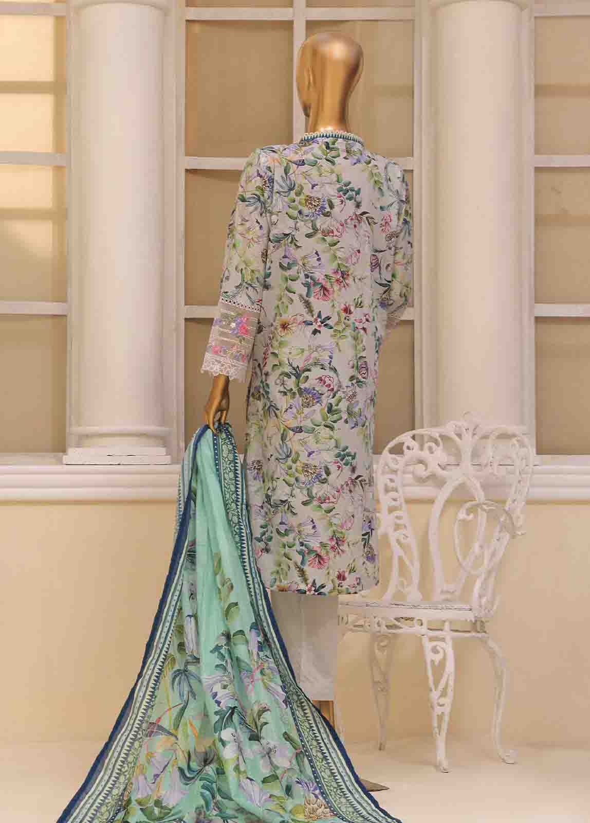 Bin Saeed Fabric - SME-747 -3 Piece Embroidered Stitched Suit