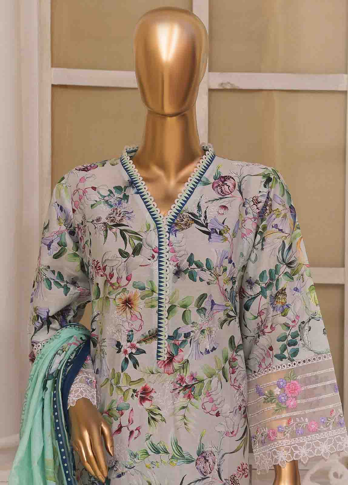 Bin Saeed Fabric - SME-747 -3 Piece Embroidered Stitched Suit