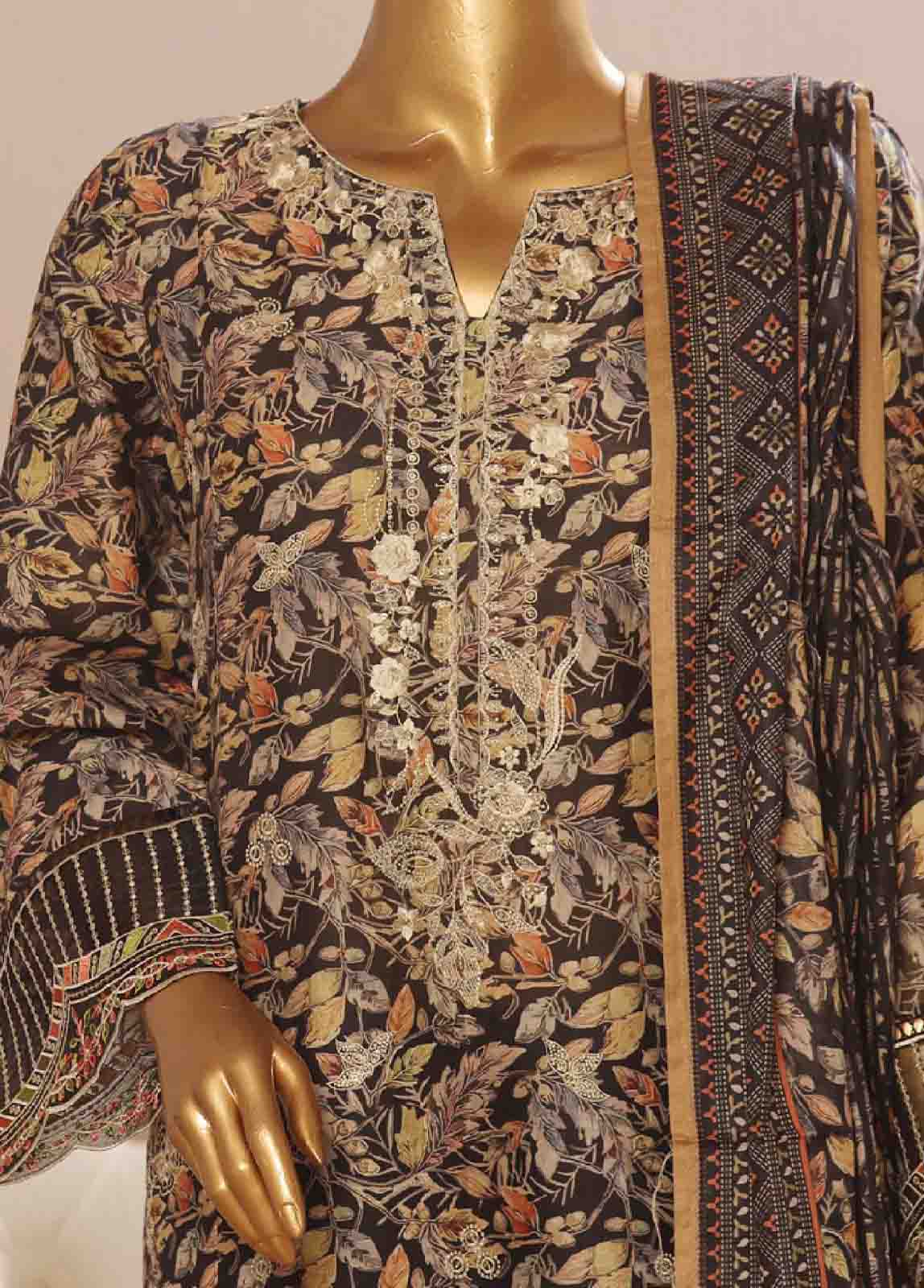 Bin Saeed Fabric - SME-748 -3 Piece Embroidered Stitched Suit