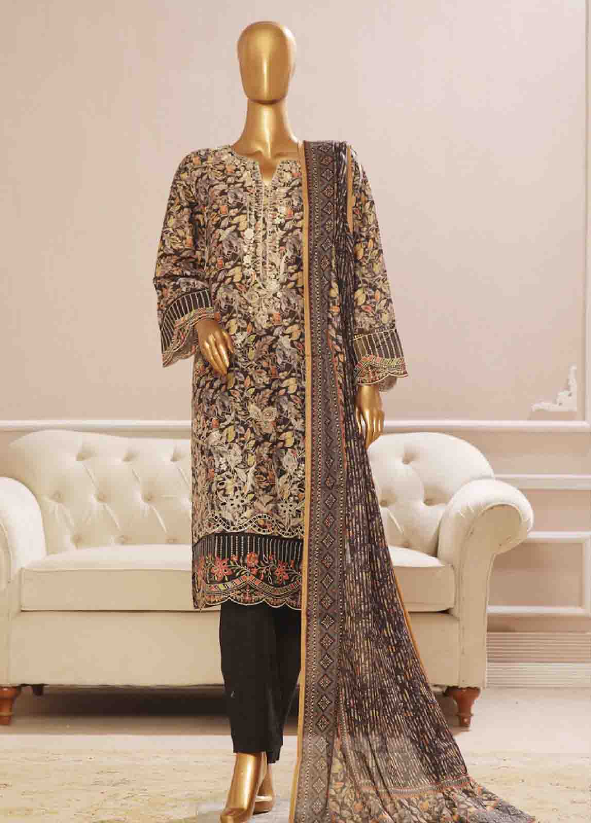 Bin Saeed Fabric - SME-748 -3 Piece Embroidered Stitched Suit