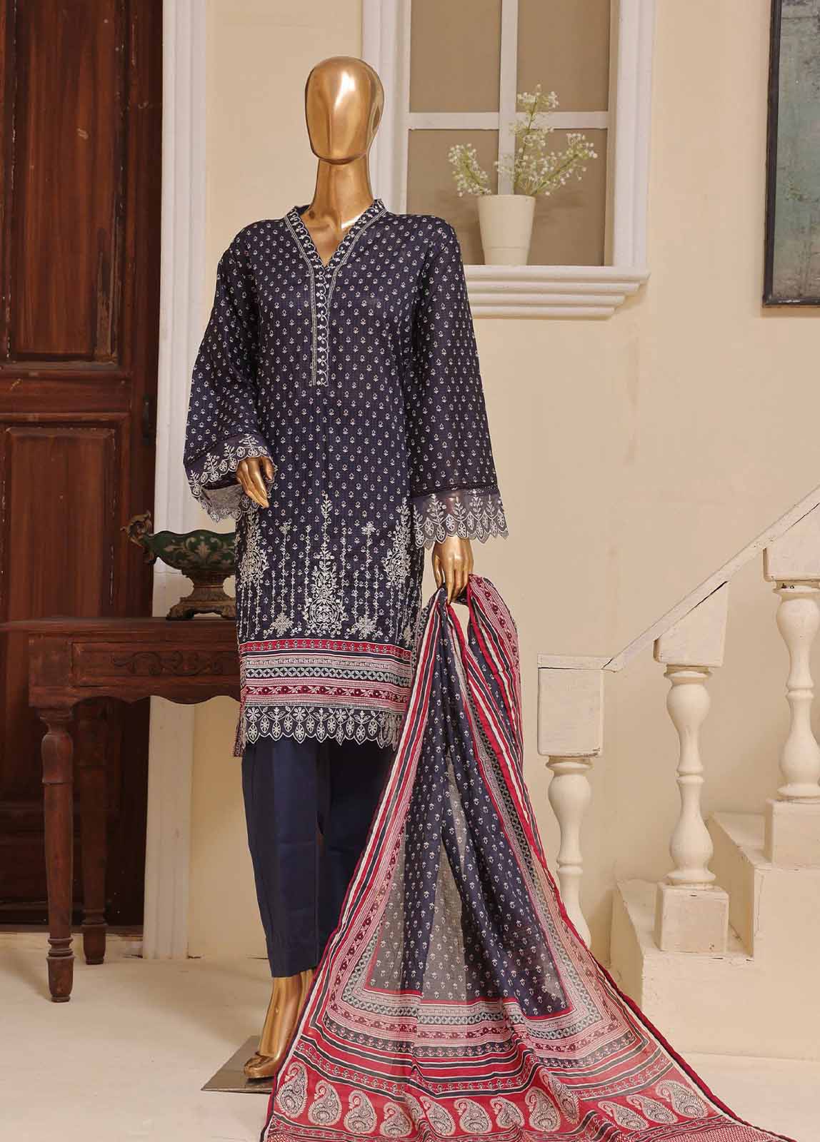 Bin Saeed Fabric - SME-752 -3 Piece Embroidered Stitched Suit