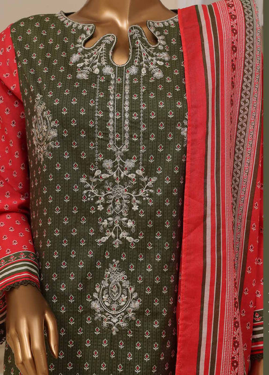 SME-753- 3 Piece Embroidered Stitched Suit
