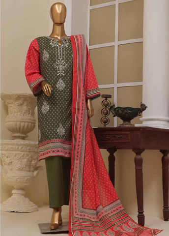SME-753- 3 Piece Embroidered Stitched Suit