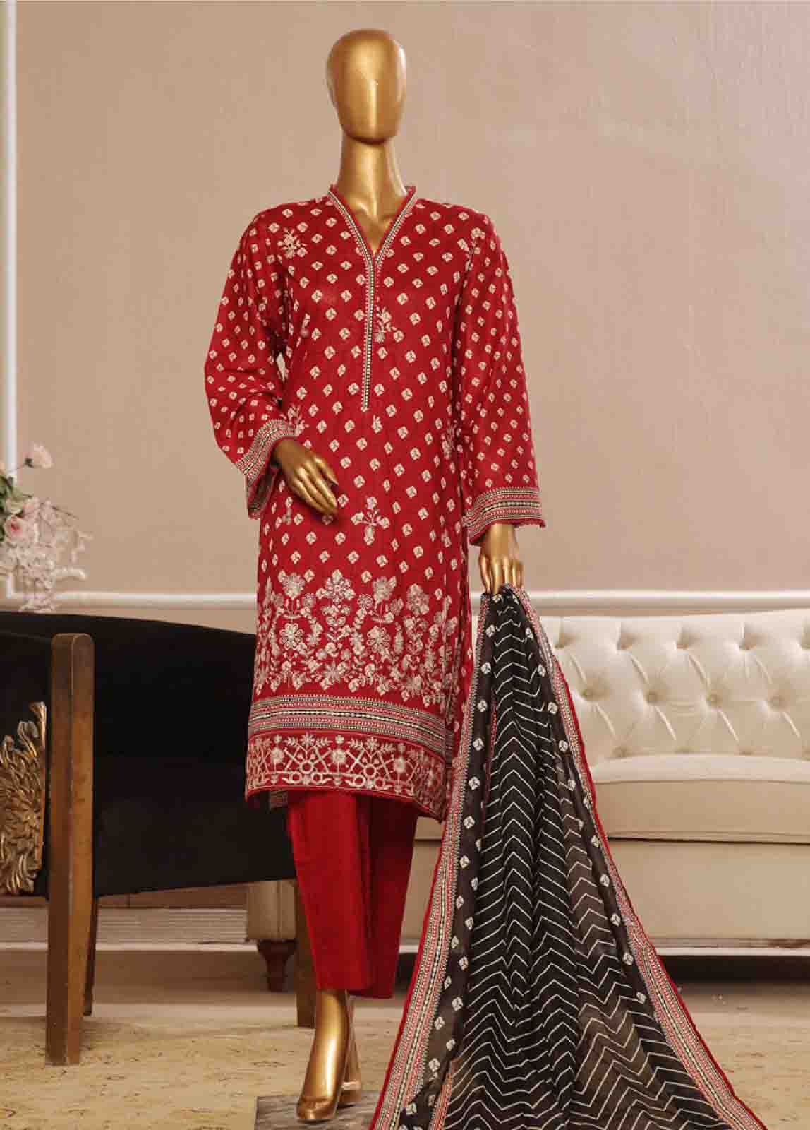 Bin Saeed Fabric - SME-754 -3 Piece Embroidered Stitched Suit