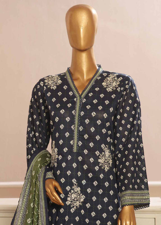 SME-755- 3 Piece Embroidered Stitched Suit