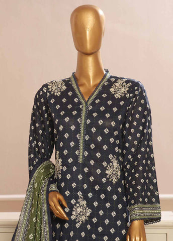 SME-755- 3 Piece Embroidered Stitched Suit