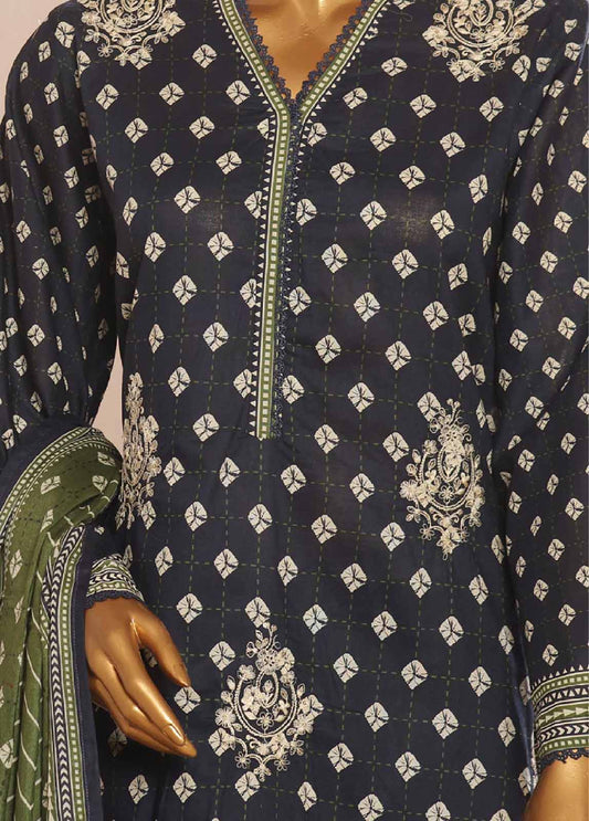 SME-755- 3 Piece Embroidered Stitched Suit