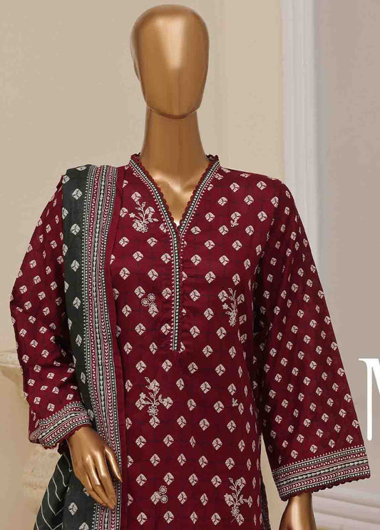 SME-756 -3 Piece Embroidered Stitched Suit