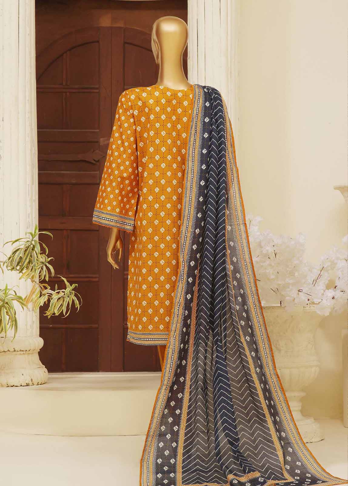 Bin Saeed Fabric - SME-757- 3 Piece Embroidered Stitched Suit