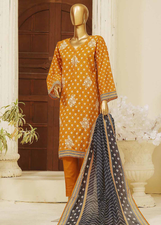 SME-757- 3 Piece Embroidered Stitched Suit