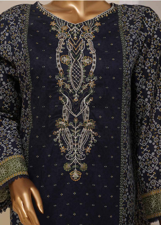 SME-758- 3 Piece Embroidered Stitched Suit
