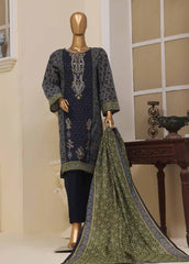 SME-758- 3 Piece Embroidered Stitched Suit