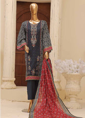 SME-759- 3 Piece Embroidered Stitched Suit