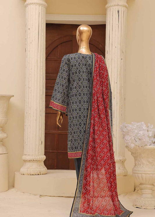 SME-759- 3 Piece Embroidered Stitched Suit
