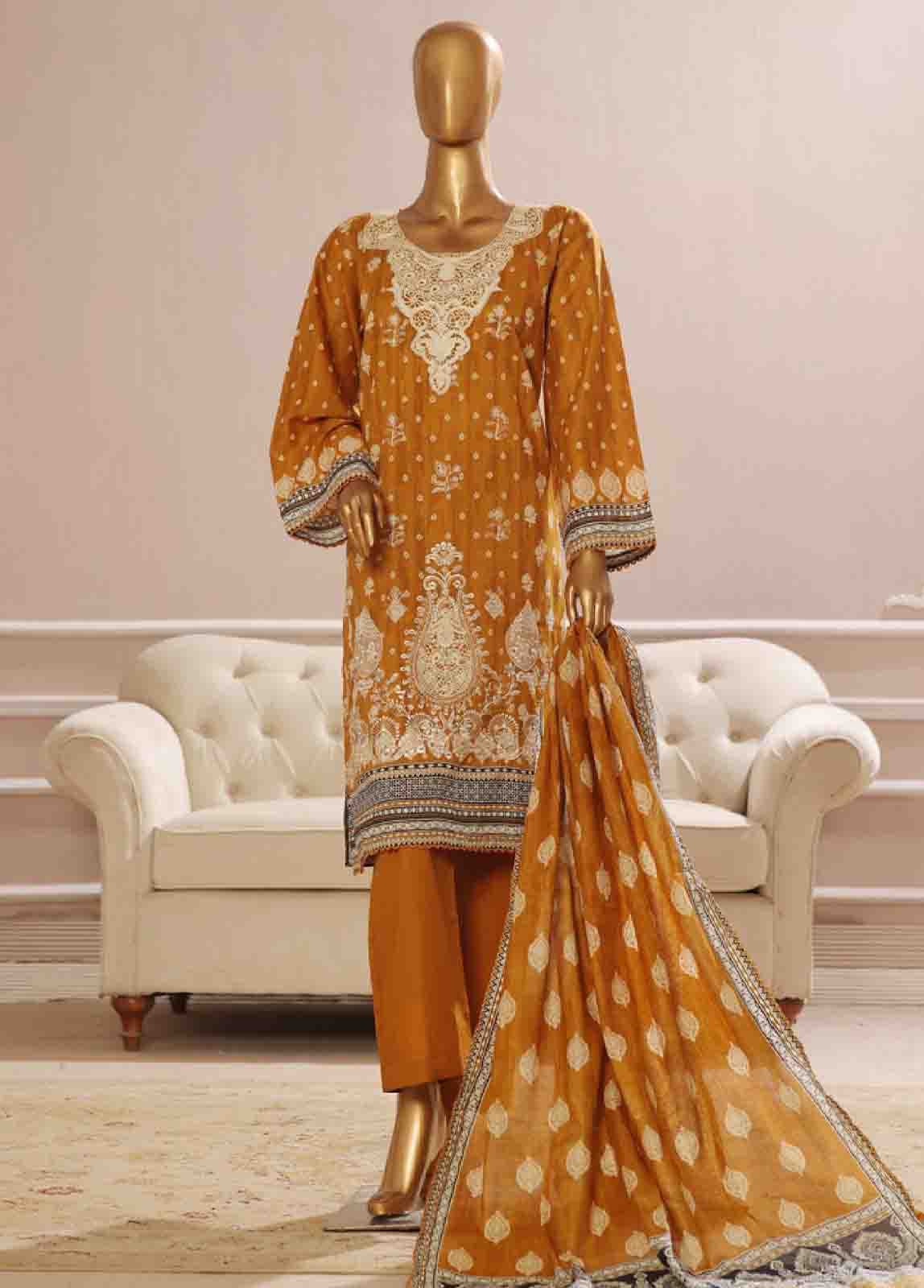 Bin Saeed Fabric - SME-760 -3 Piece Embroidered Stitched Suit