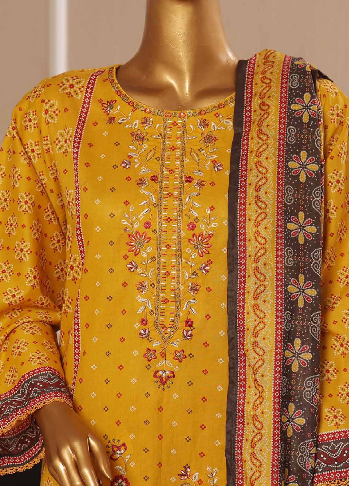 Bin Saeed Fabric - SME-762- 3 Piece Embroidered Stitched Suit