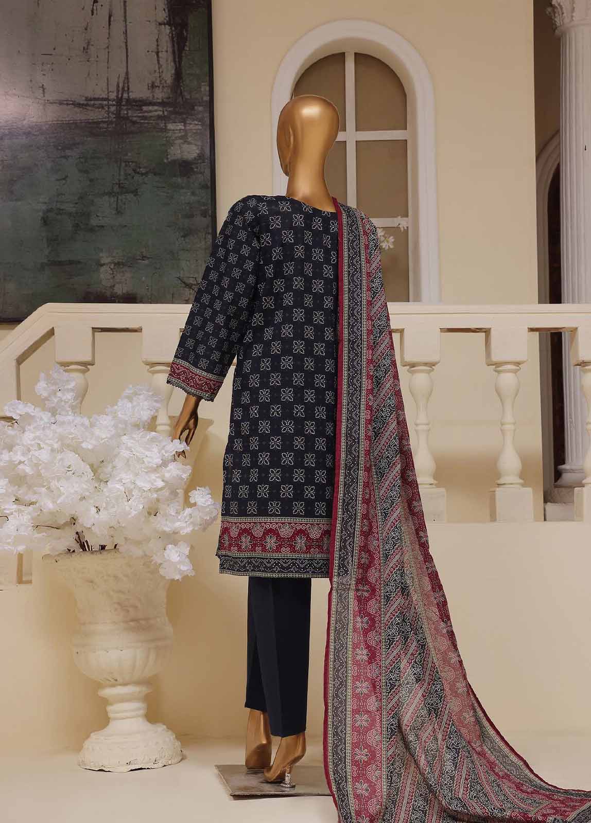Bin Saeed Fabric - SME-763- 3 Piece Embroidered Stitched Suit