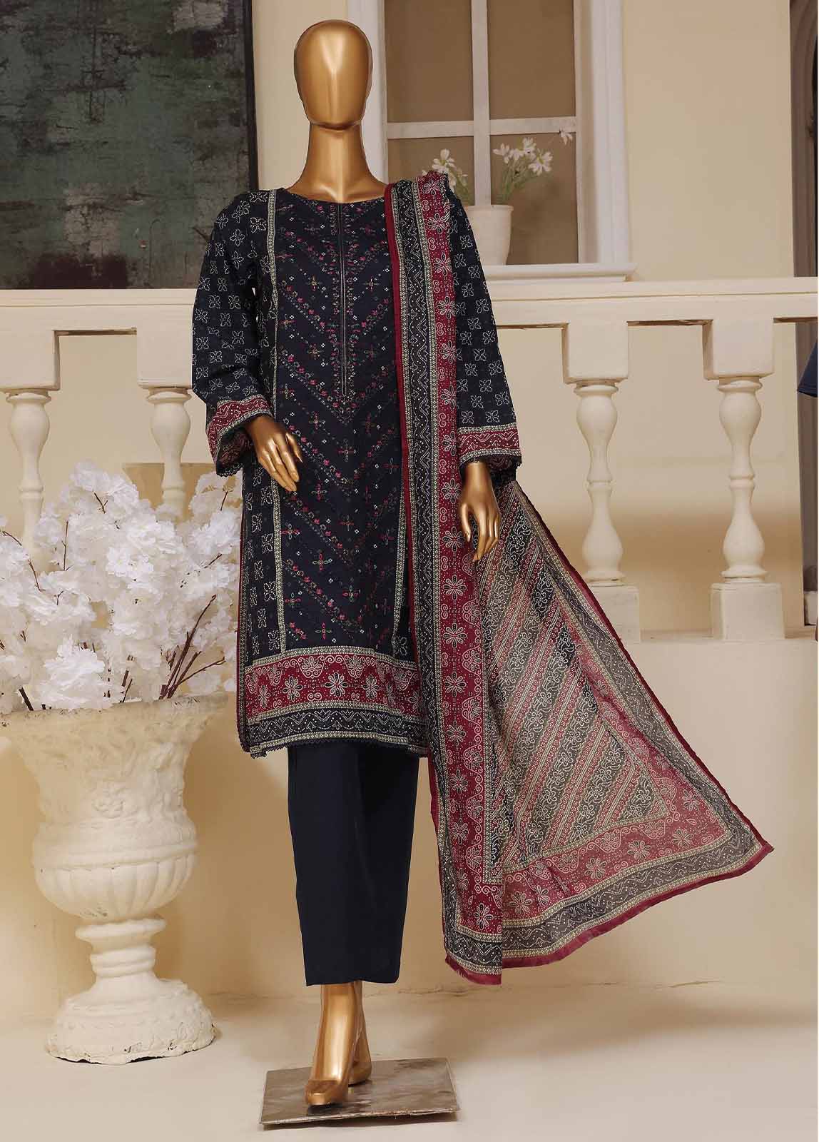 Bin Saeed Fabric - SME-763- 3 Piece Embroidered Stitched Suit