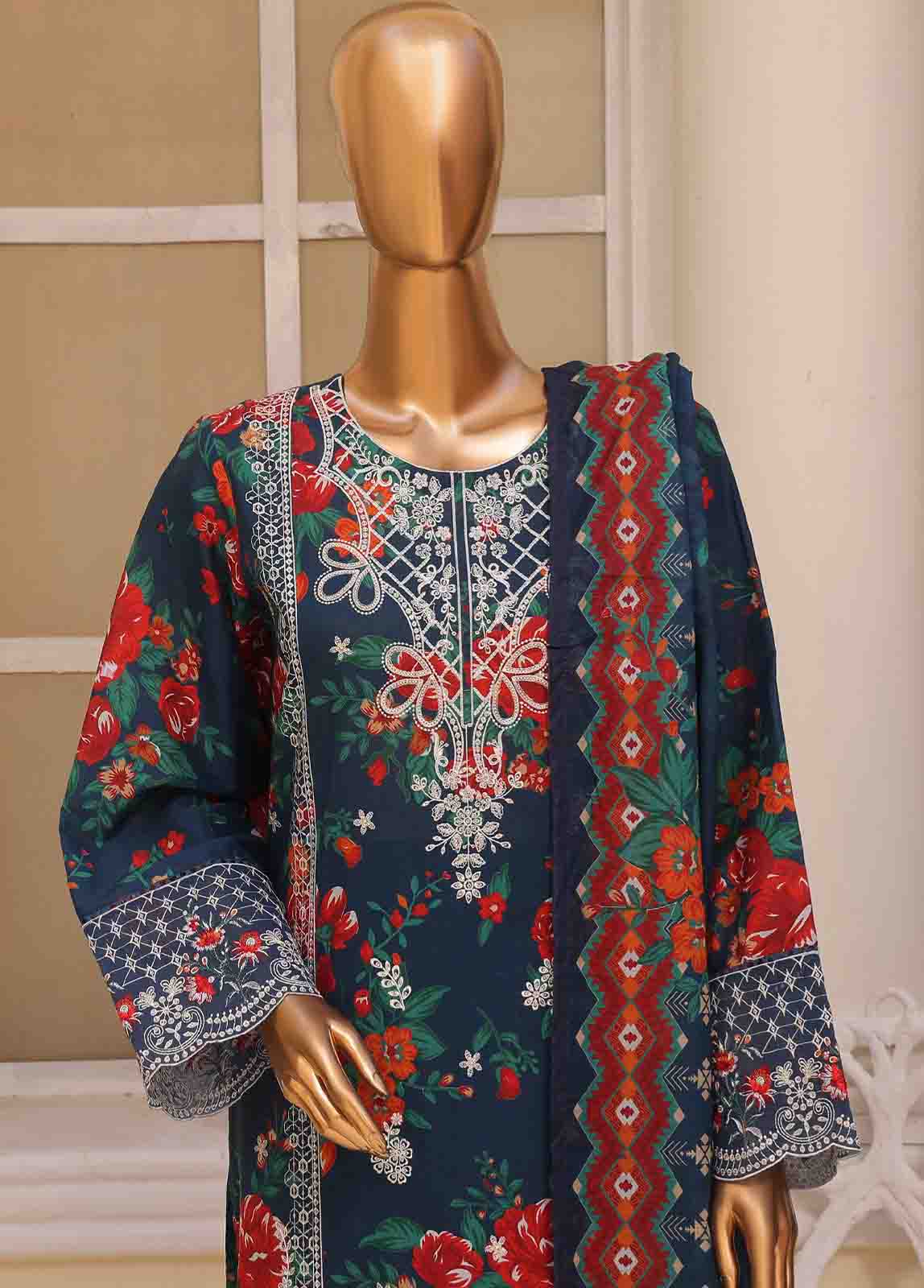 Bin Saeed Fabric - SME-766 -3 Piece Chikankari Stitched Suit