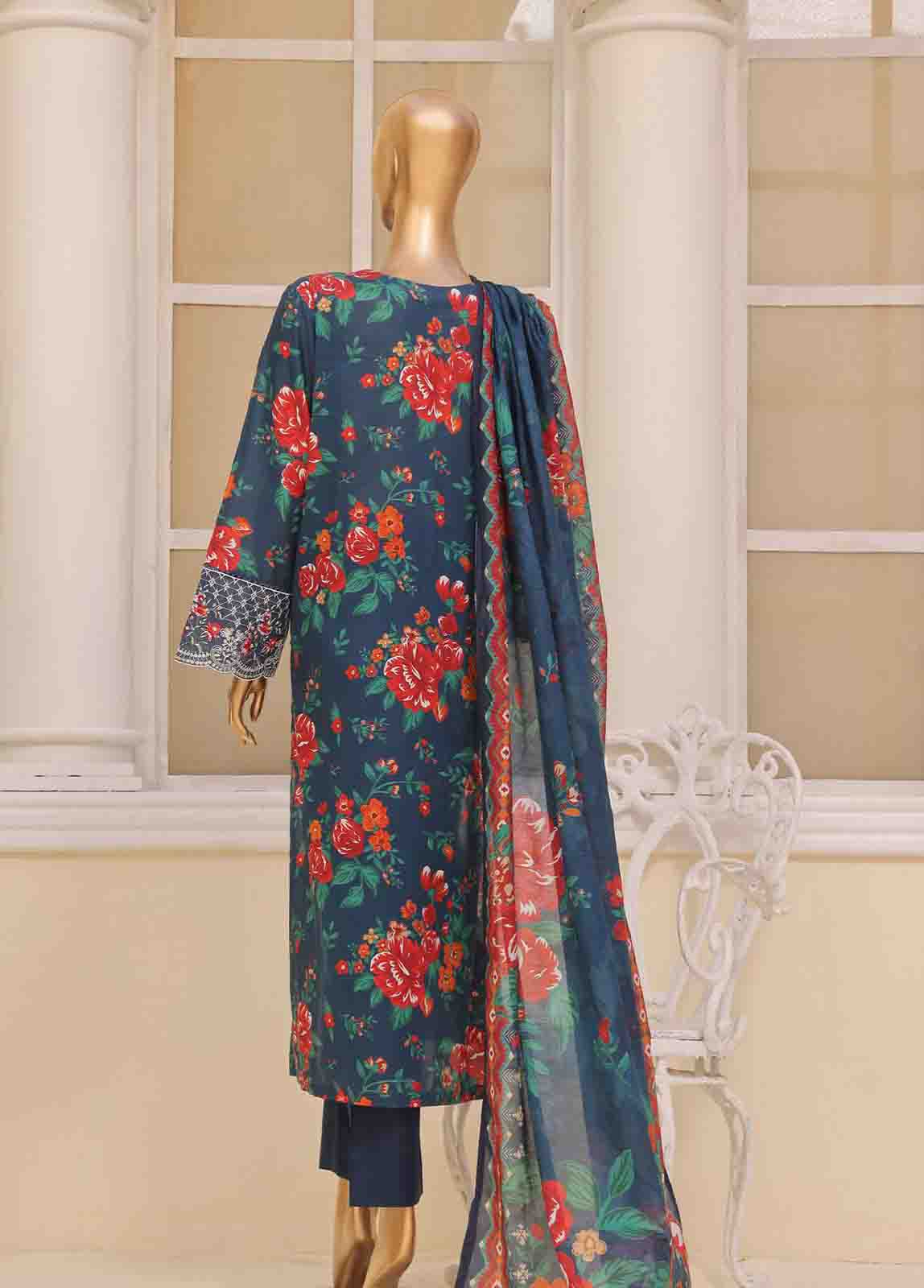 Bin Saeed Fabric - SME-766 -3 Piece Chikankari Stitched Suit