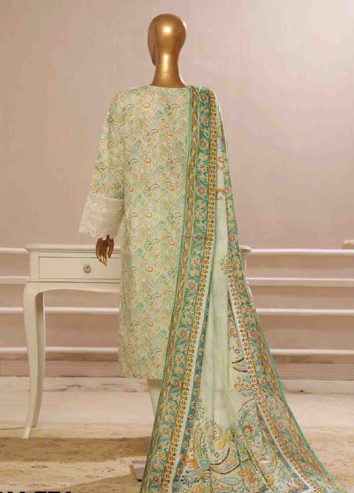 Bin Saeed Fabric - SME-771 -3 Piece Embroidered Stitched Suit