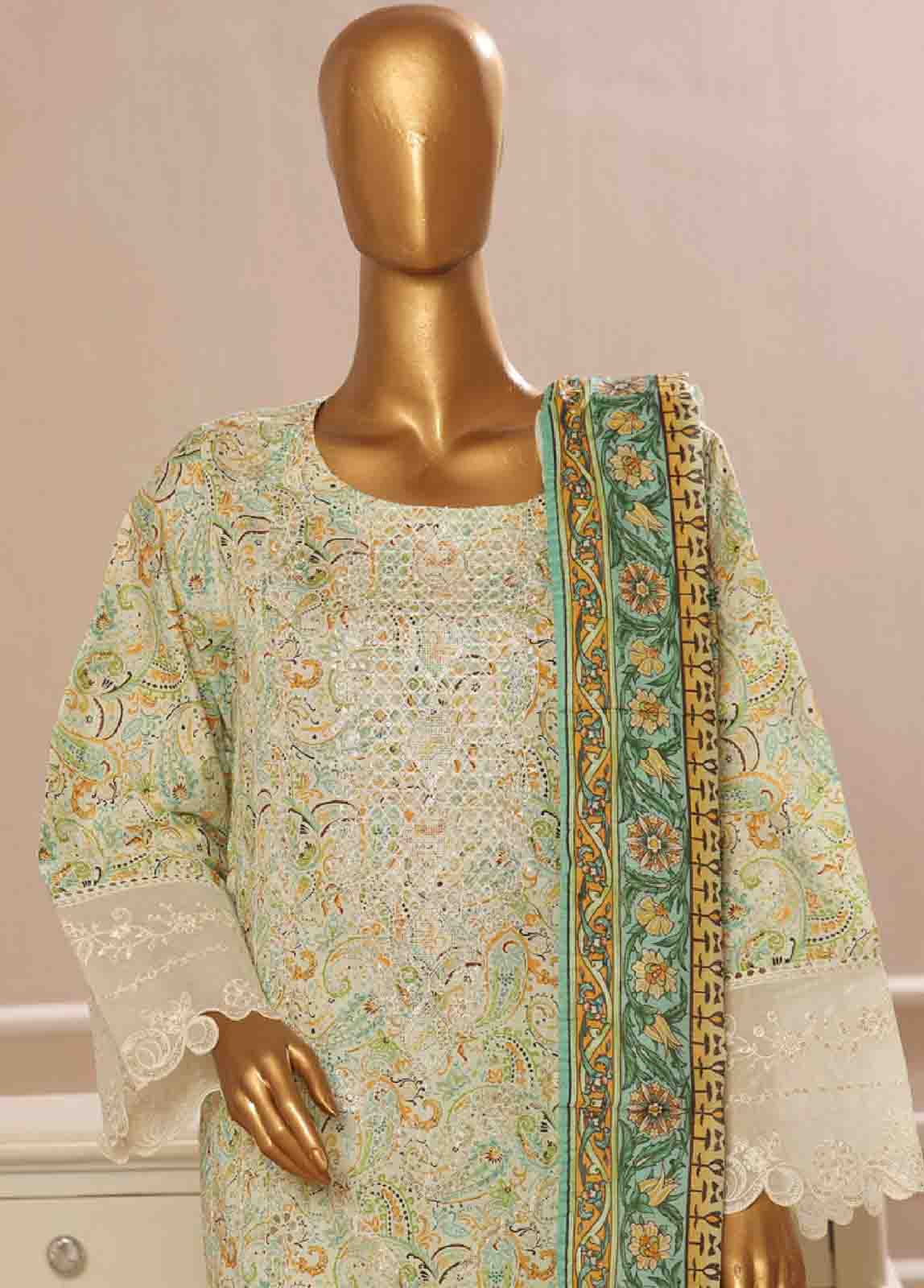 Bin Saeed Fabric - SME-771 -3 Piece Embroidered Stitched Suit