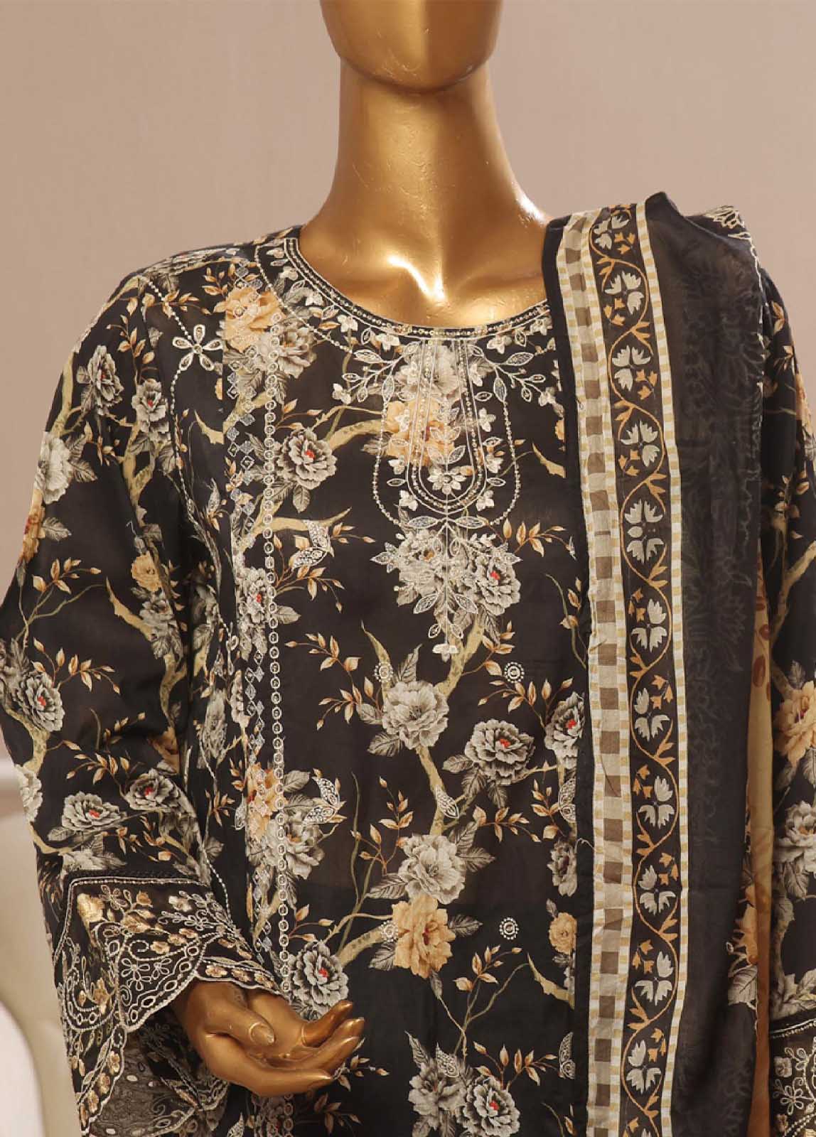 Bin Saeed Fabric - SME-772 -3 Piece Embroidered Stitched Suit