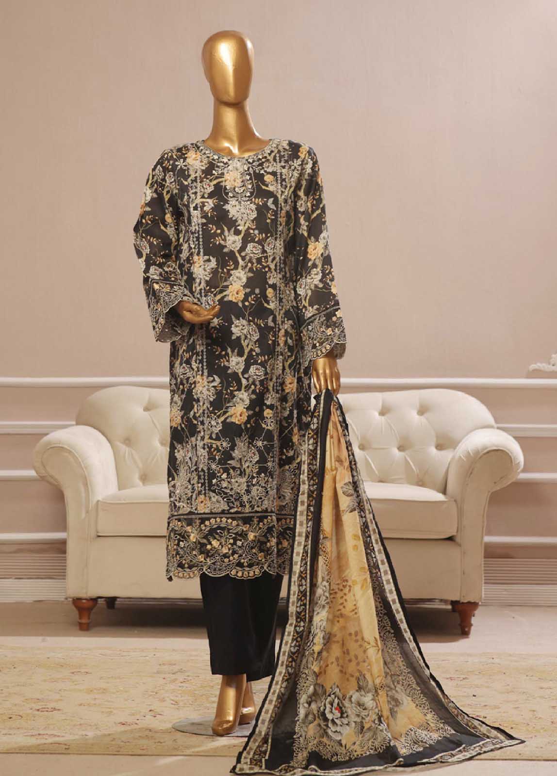 Bin Saeed Fabric - SME-772 -3 Piece Embroidered Stitched Suit