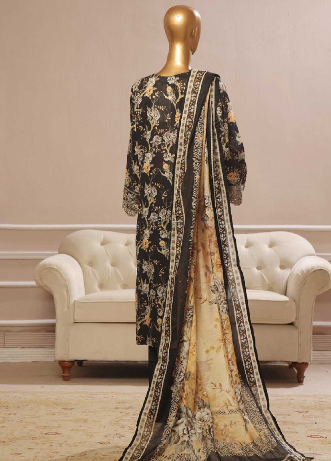Bin Saeed Fabric - SME-772 -3 Piece Embroidered Stitched Suit