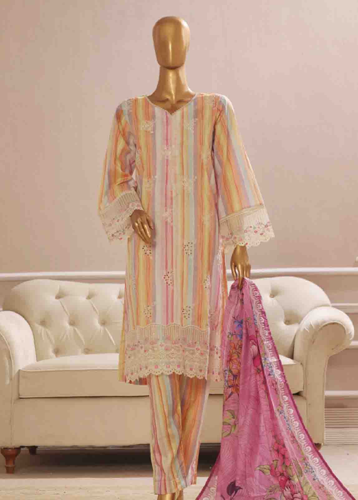 Bin Saeed Fabric - SME-778 -3 Piece Embroidered Stitched Suit