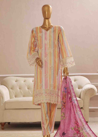 SME-778 -3 Piece Embroidered Stitched Suit