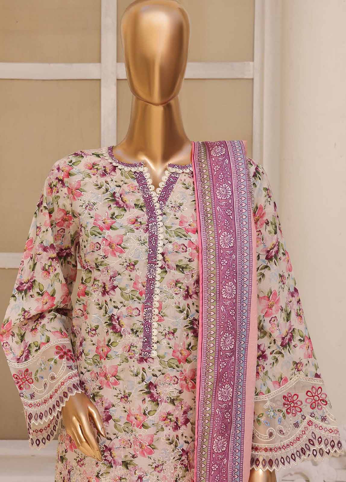 Bin Saeed Fabric - SME-779 -3 Piece Embroidered Stitched Suit