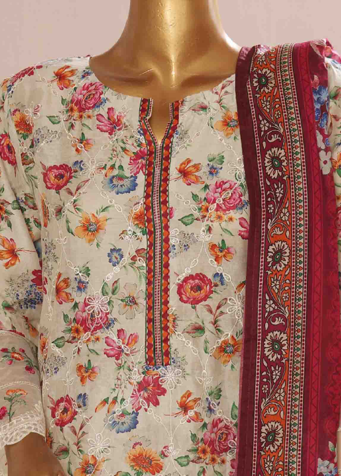 Bin Saeed Fabric - SME-780 -3 Piece Chikankari Stitched Suit