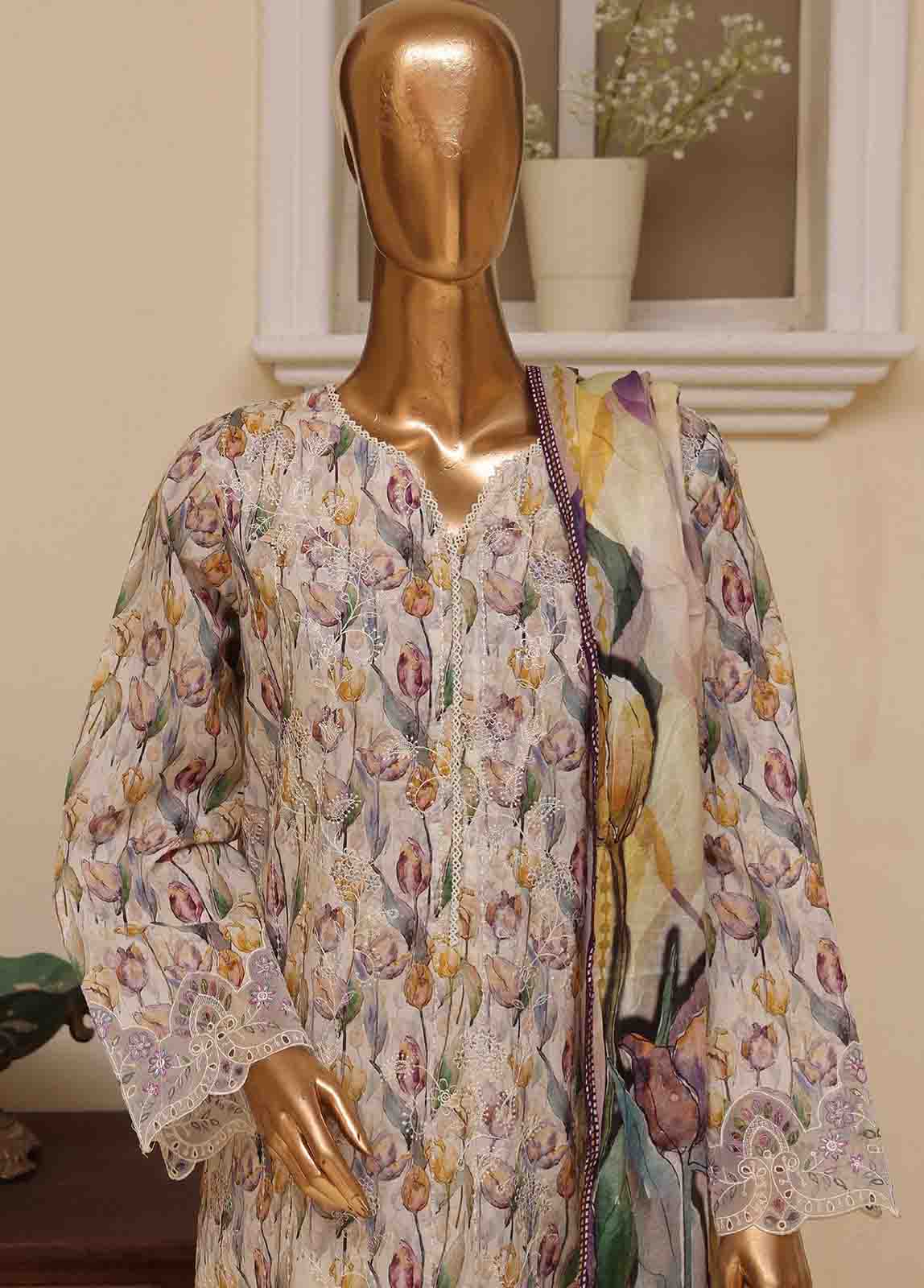Bin Saeed Fabric - SME-781 -3 Piece Embroidered Stitched Suit