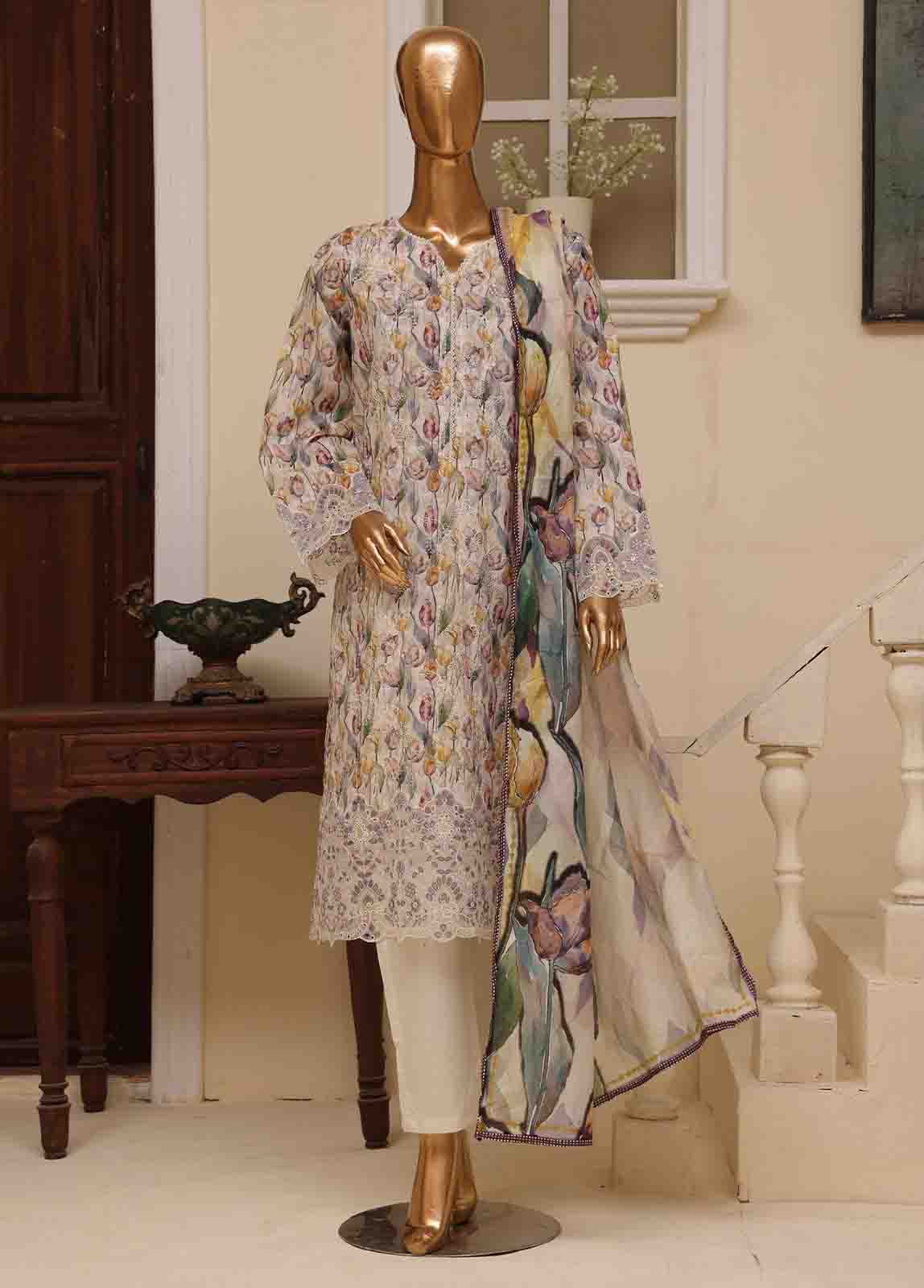 Bin Saeed Fabric - SME-781 -3 Piece Embroidered Stitched Suit
