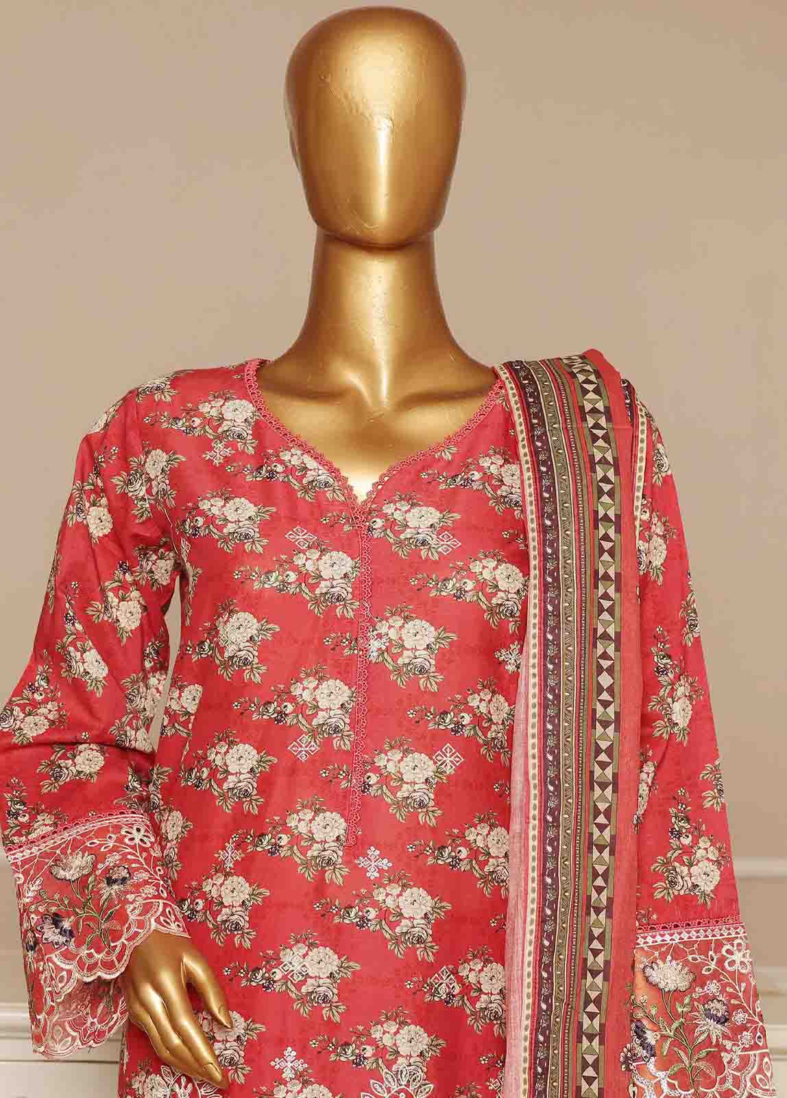 Bin Saeed Fabric - SME-785-3 Piece Chikankari Stitched Suit