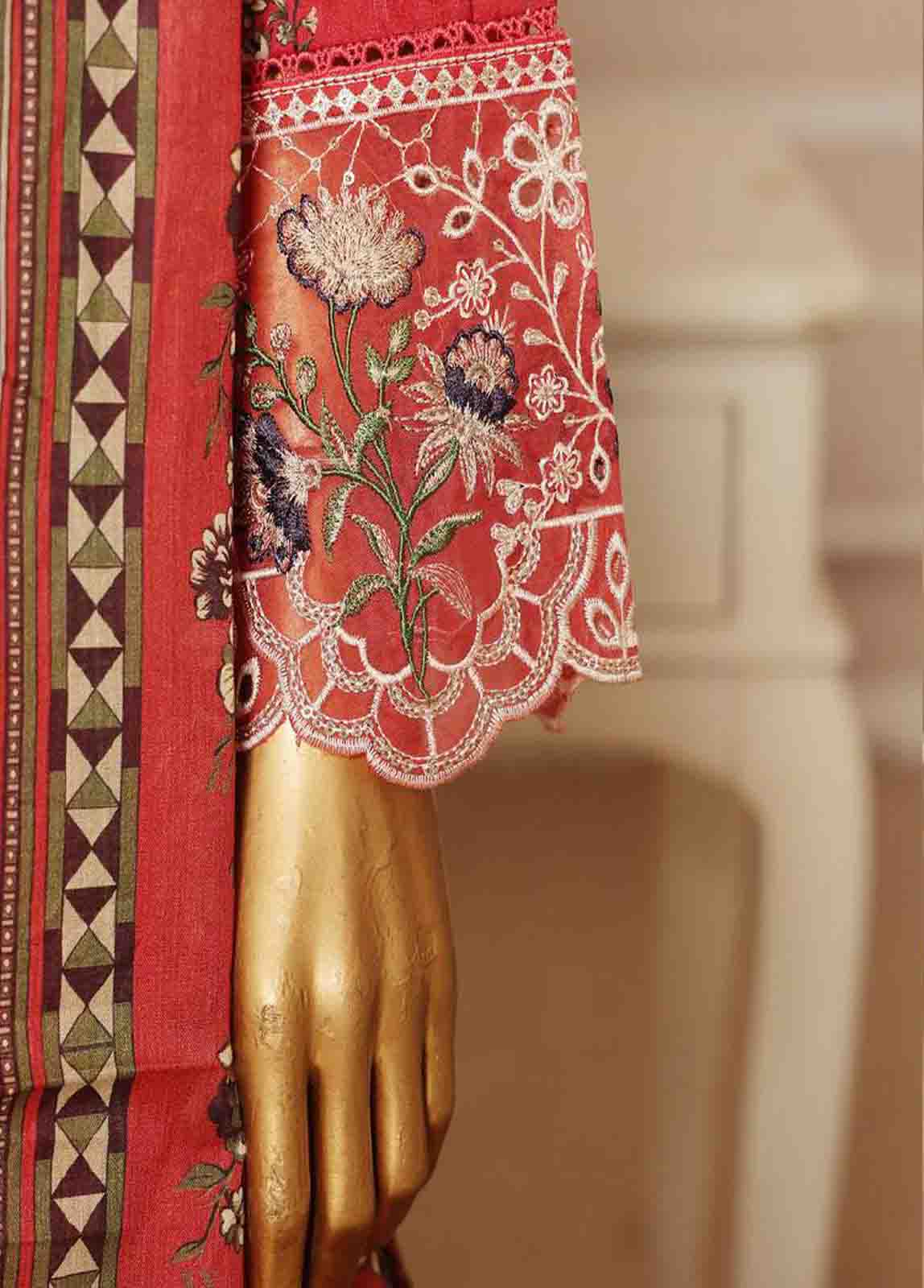 Bin Saeed Fabric - SME-785-3 Piece Chikankari Stitched Suit