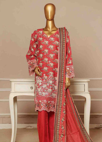 Bin Saeed Fabric - SME-785-3 Piece Chikankari Stitched Suit