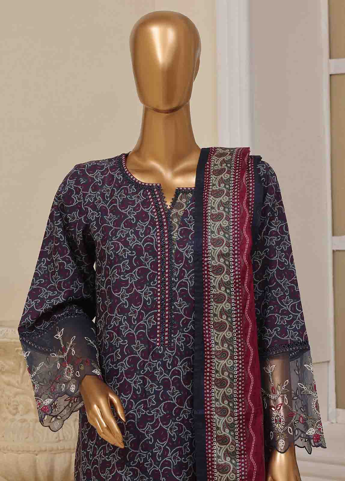 Bin Saeed Fabric - SME-788- 3 Piece Luxury Embroidered Stitched Suit