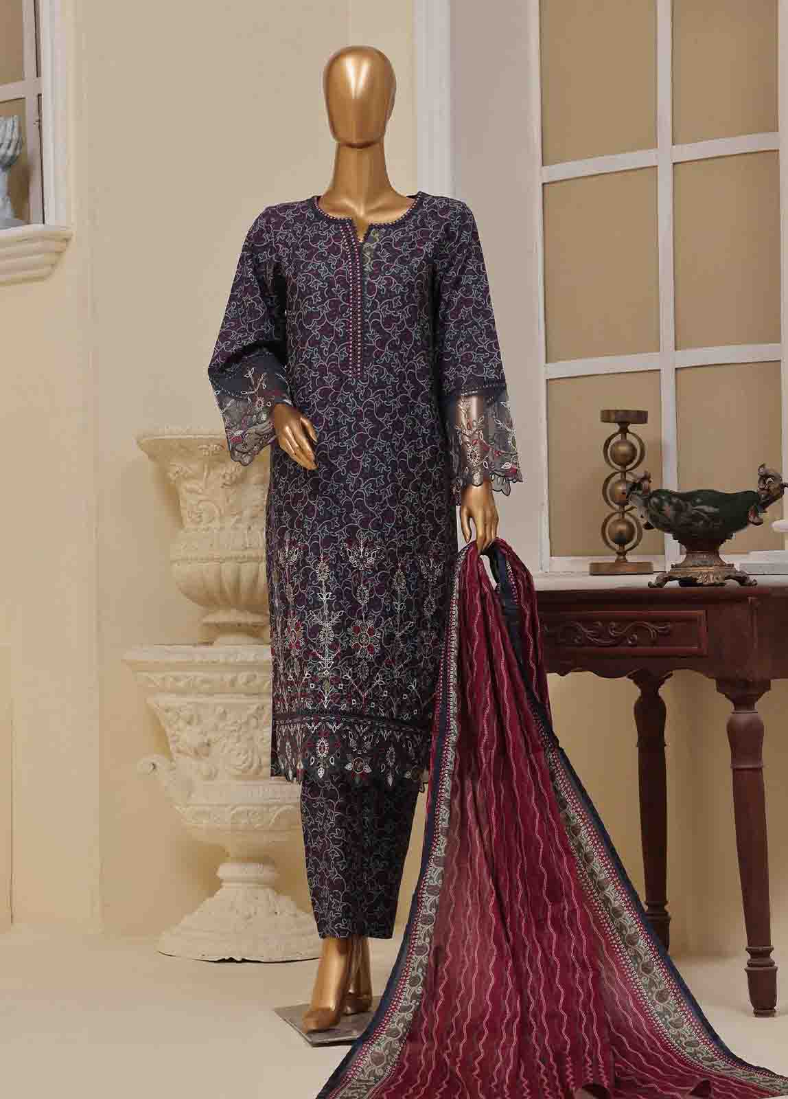 Bin Saeed Fabric - SME-788- 3 Piece Luxury Embroidered Stitched Suit