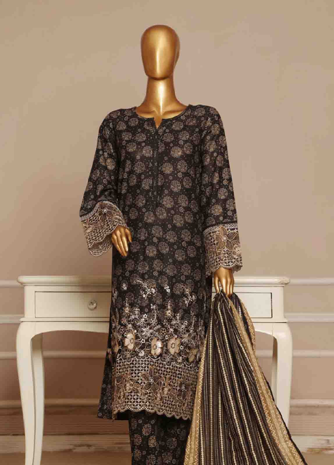 Bin Saeed Fabric - SME-790 -3 Piece Embroidered Stitched Suit