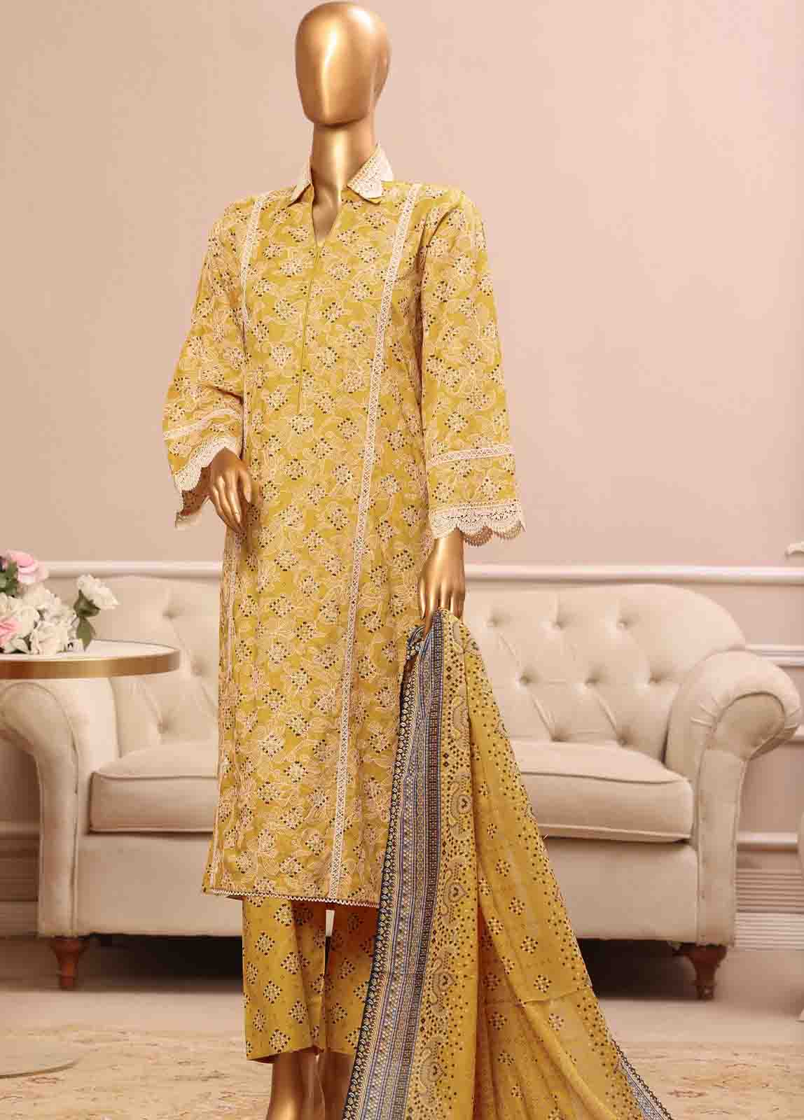 Bin Saeed Fabric - SME-793 -3 Piece Embroidered Stitched Suit