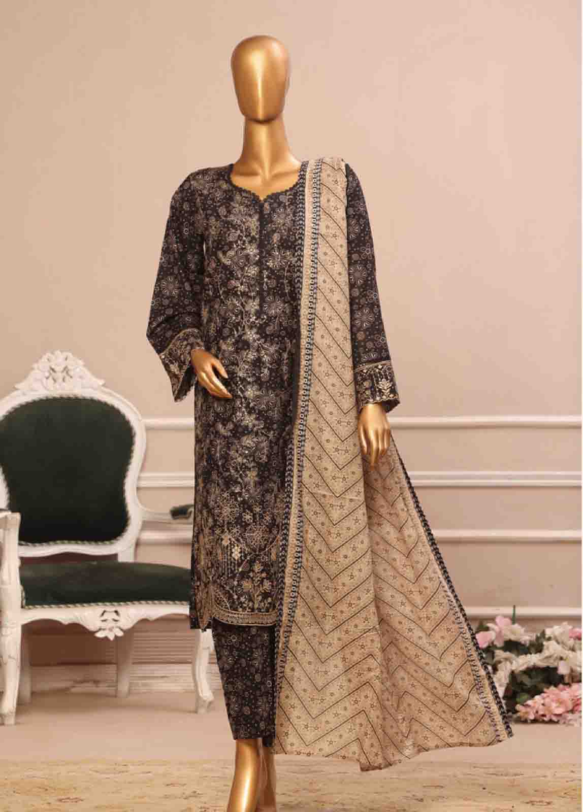 Bin Saeed Fabric - SME-796- 3 Piece Luxury Embroidered Stitched Suit