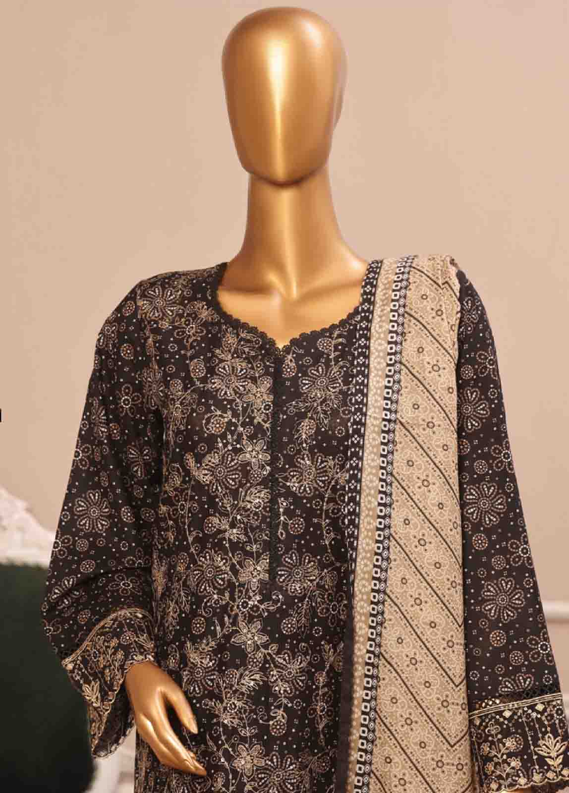 Bin Saeed Fabric - SME-796- 3 Piece Luxury Embroidered Stitched Suit