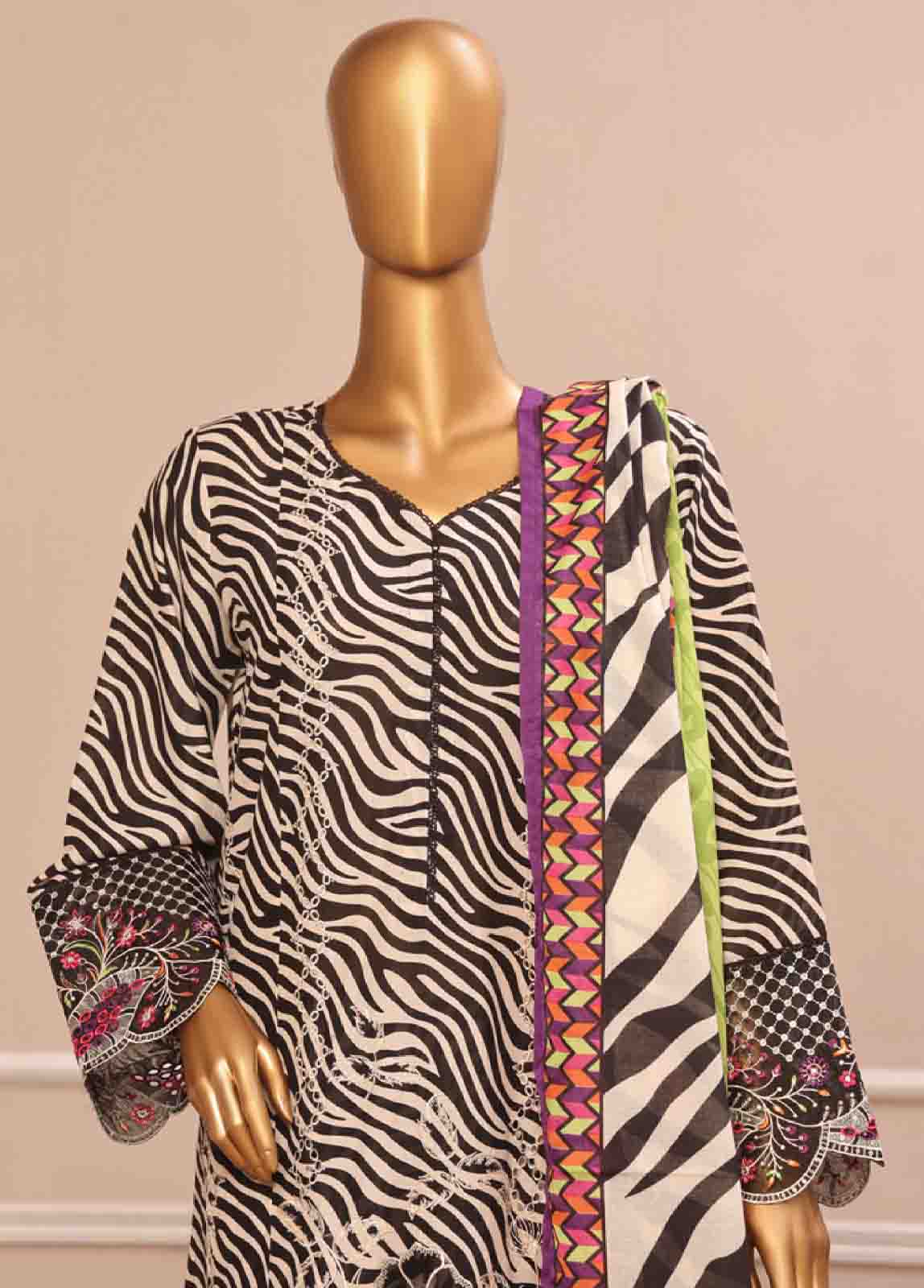 Bin Saeed Fabric - SME-797 -3 Piece Embroidered Stitched Suit